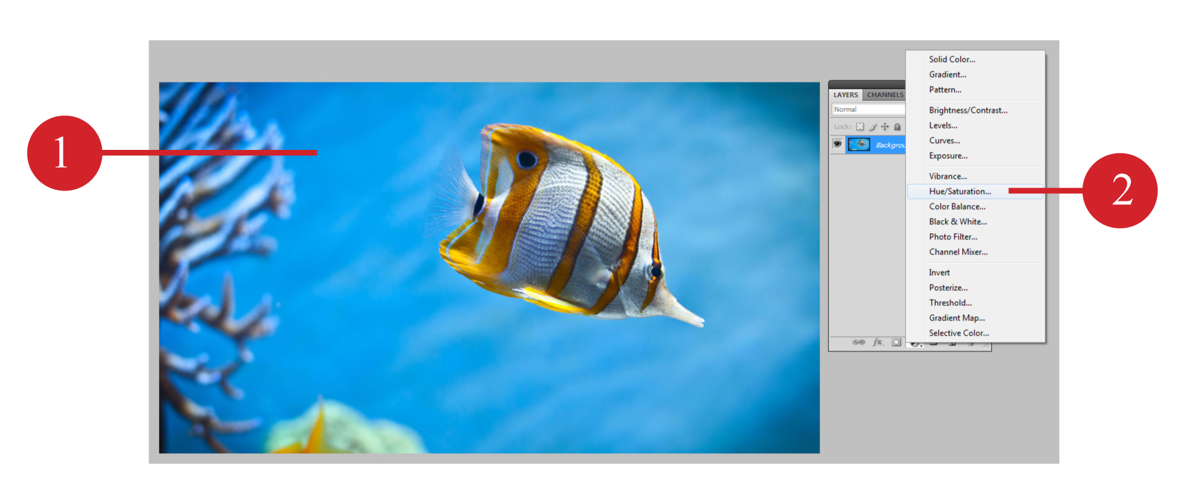 วิธีการปรับแต่งสีด้วย Hue/Saturation