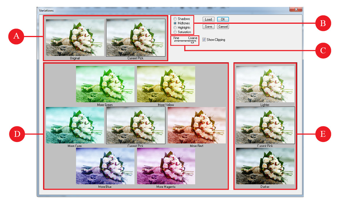 การปรับแต่งสีให้ภาพถ่ายด้วย Variations