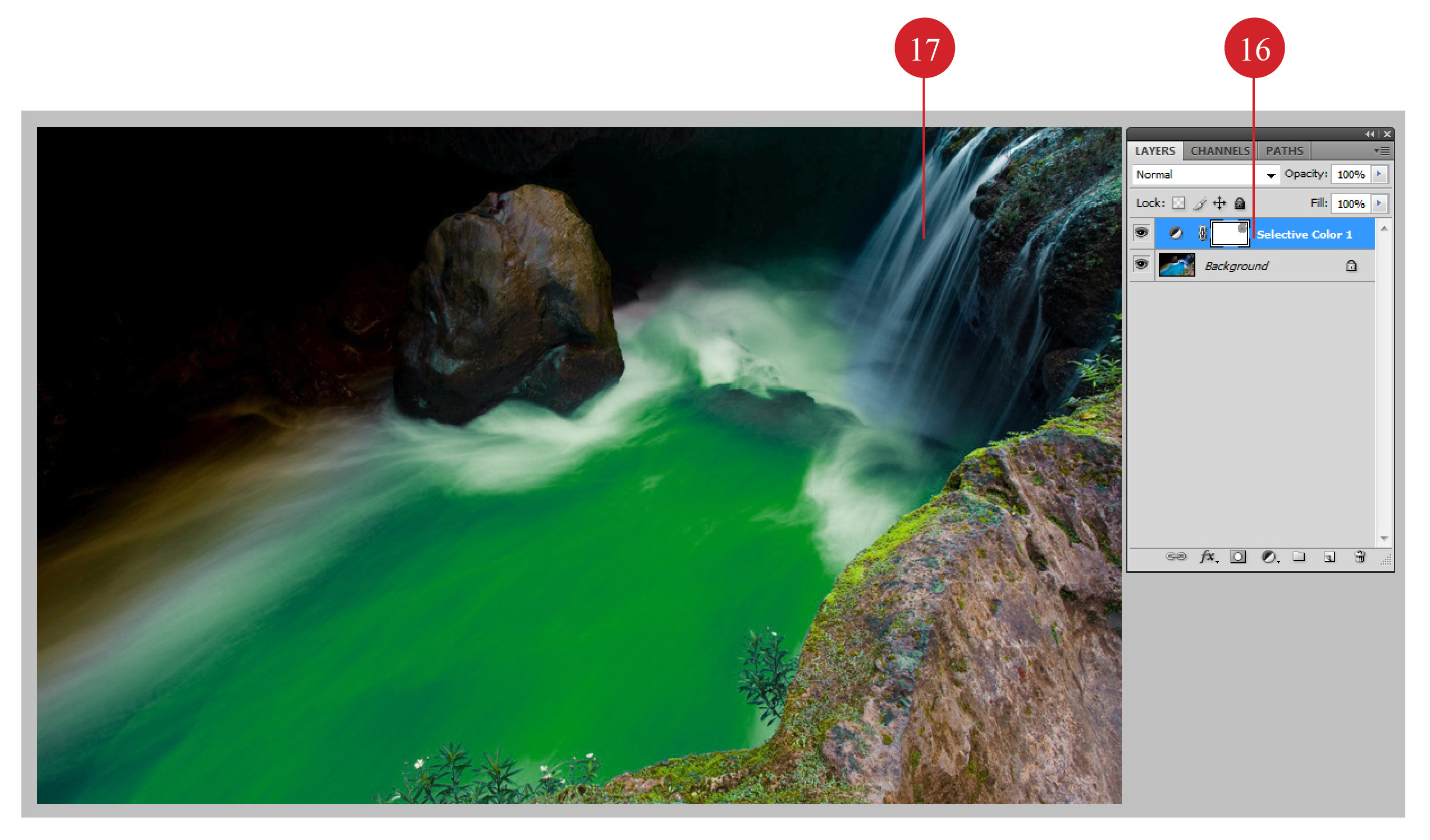 ใช้ Brush Tool บน Layer Mask ของ Selective Color